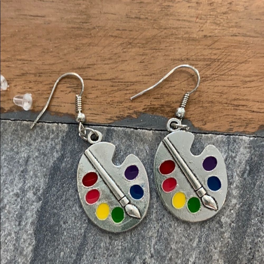 Cute artist paint palette earrings